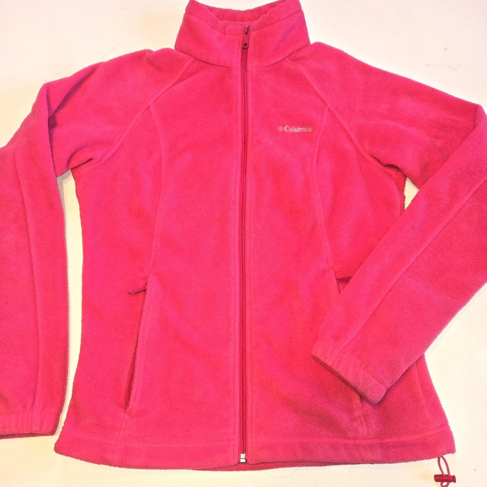 Columbia Hot Pink Womens Jacket Full Zip Mock Neck Fleece Pockets Size Med